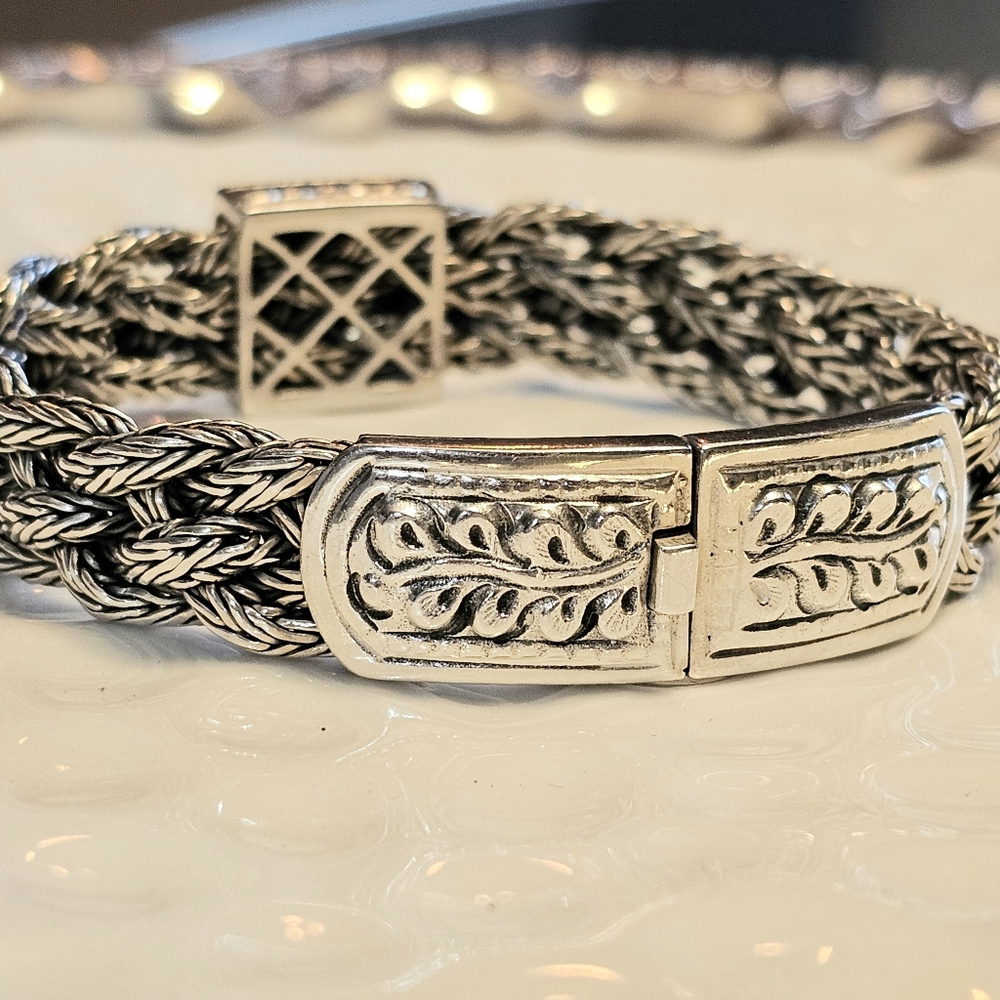 Effy Sterling Silver And 18k Gold Diamond Braided Bracelet - Picture 5 of 5
